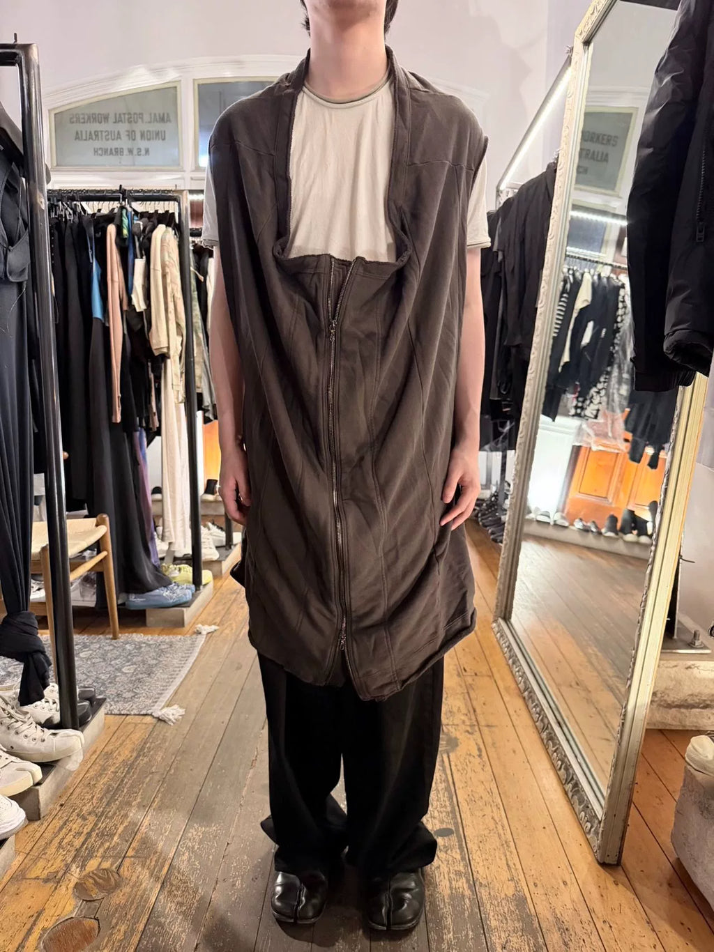 Julius FW10 Goth Ik Grey Zip-Up Cotton Vest