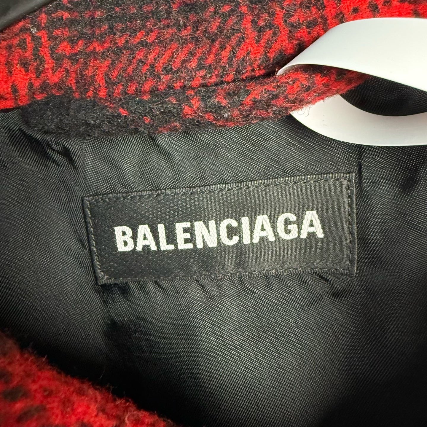 Balenciaga Red and Black Plaid Tassel Coat