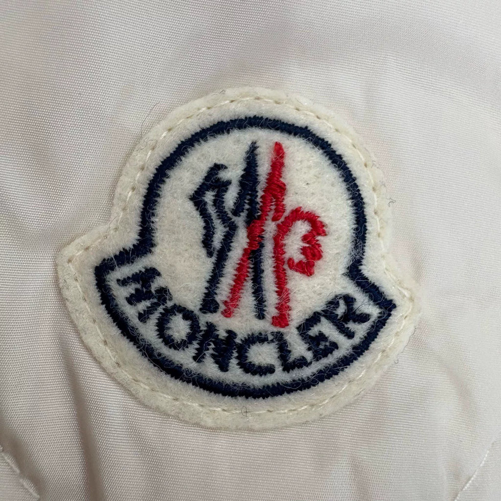 Moncler off-white quilted zip-up down jacket
