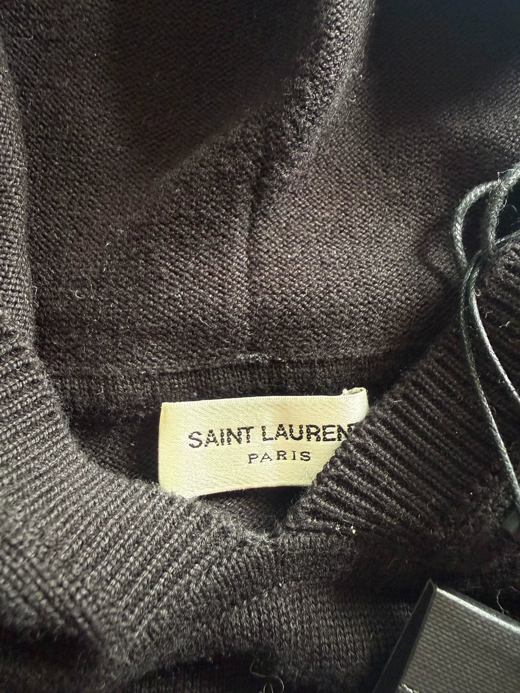 Saint Laurent 18SS Black Wool Lightning Slogan Studded Hoodie by Anthony Vaccarello