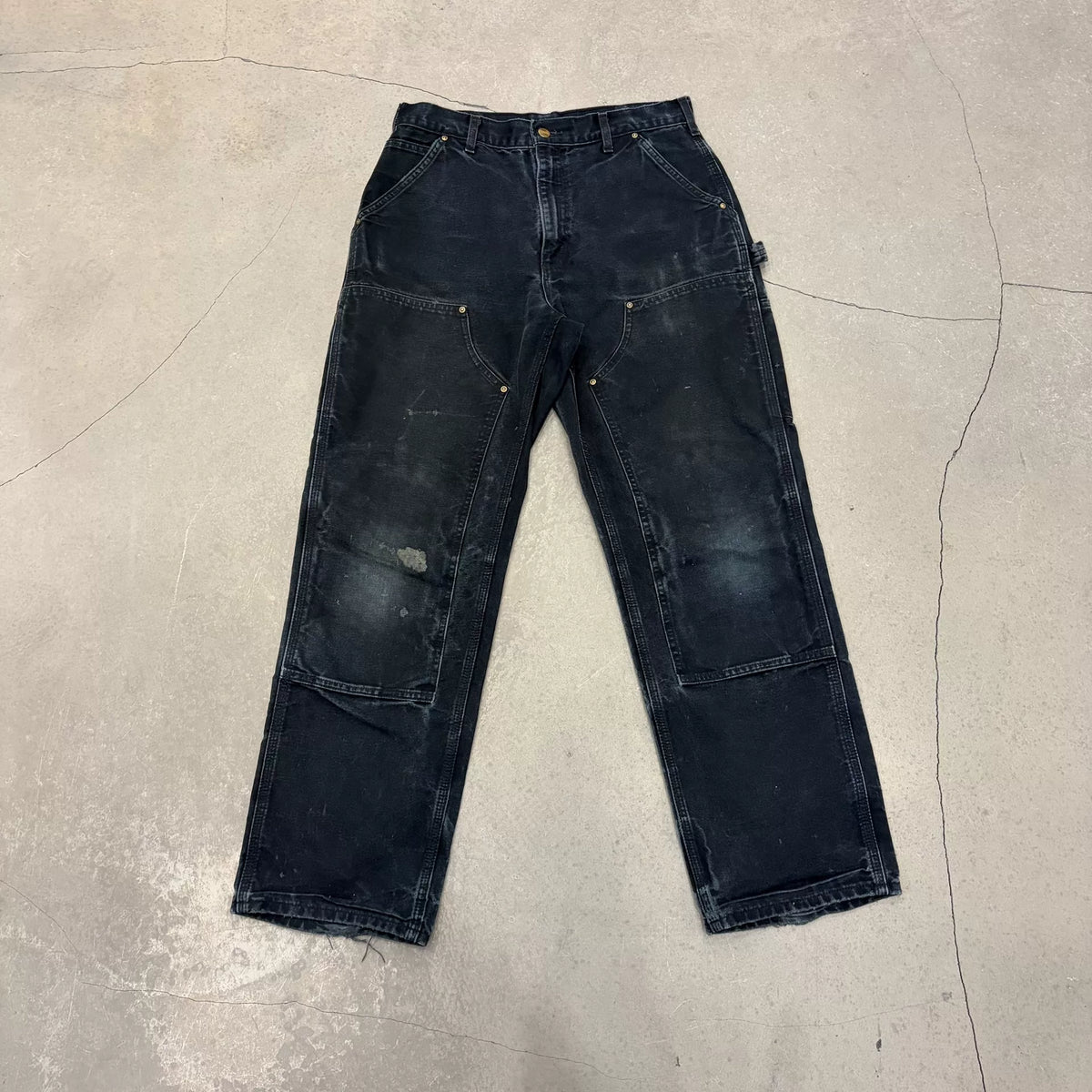 Carhartt B01 BLK Distressed Double-Knee Work Pants