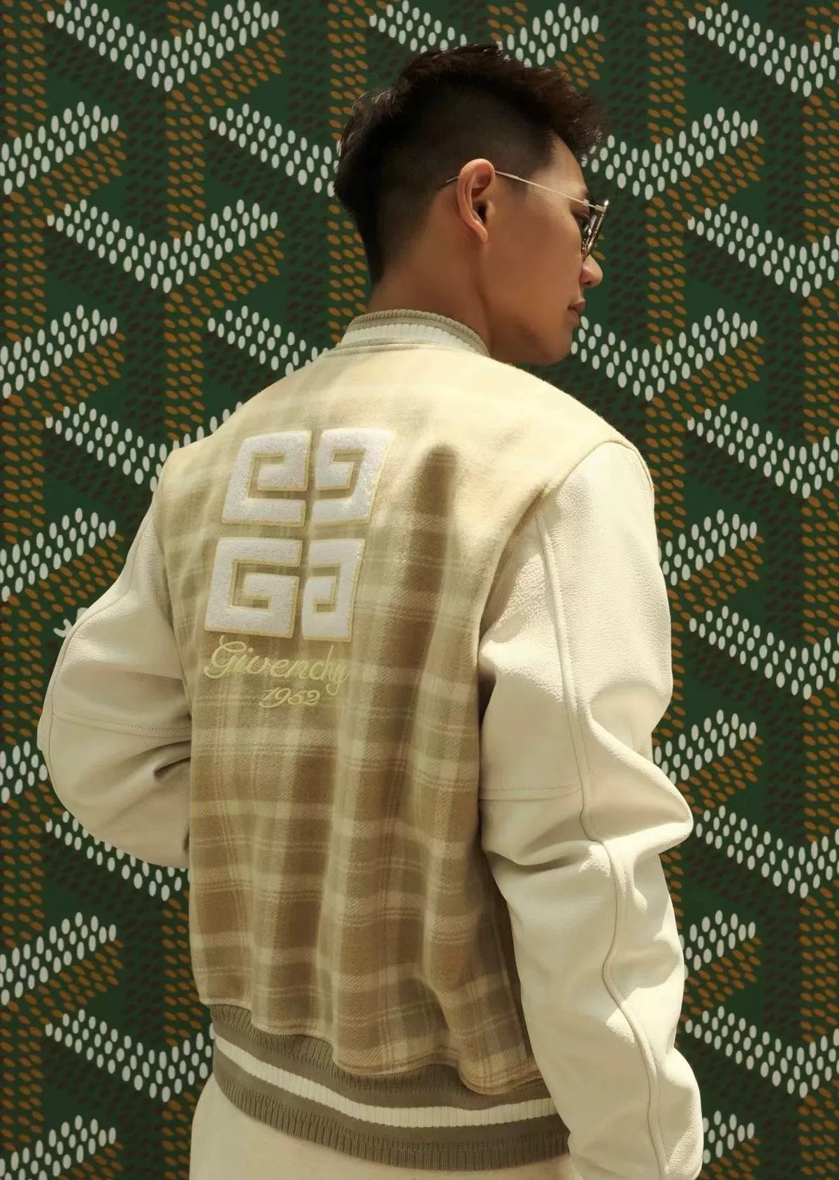Givenchy Plaid Varsity Leather Wool Jacket
