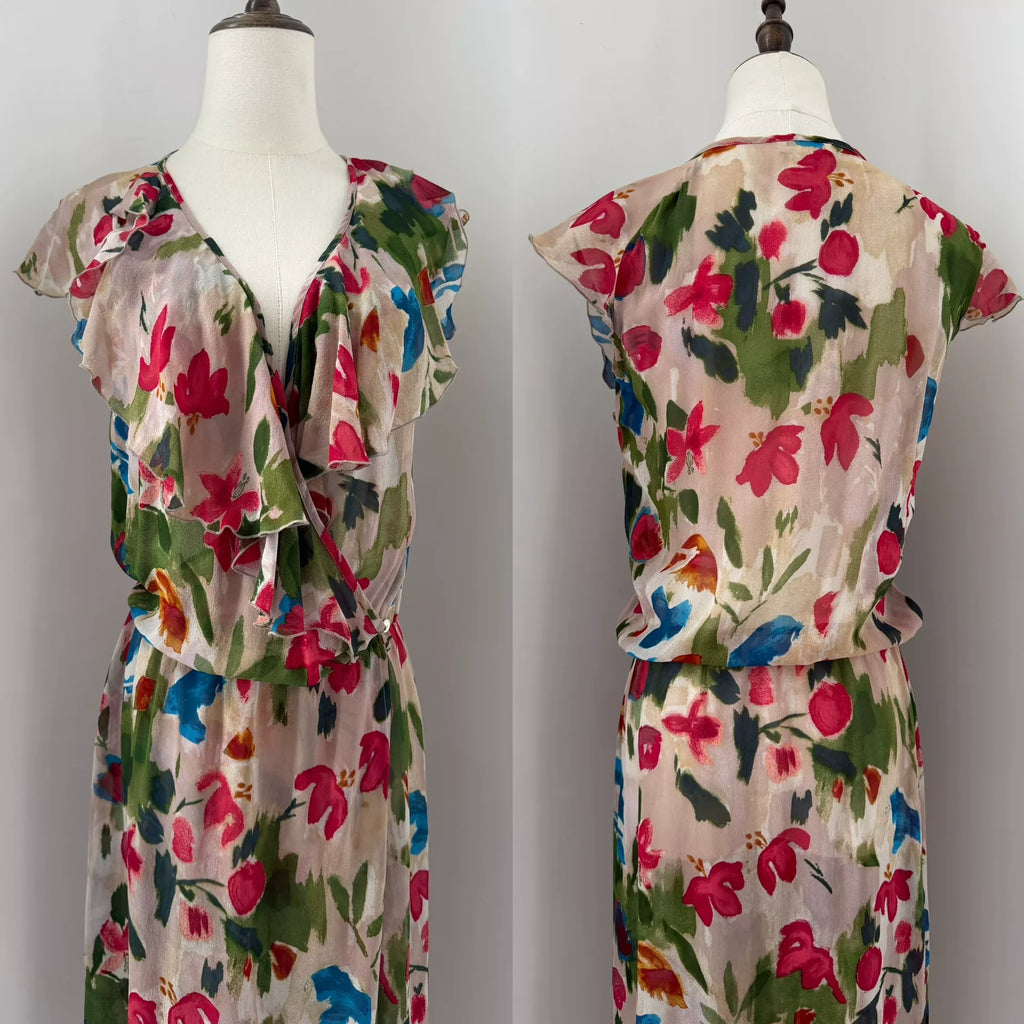 Dries van Noten Watercolor Floral Silk Dress