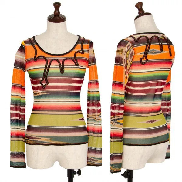 Jean Paul Gaultier Vintage Orange Striped Mesh Top