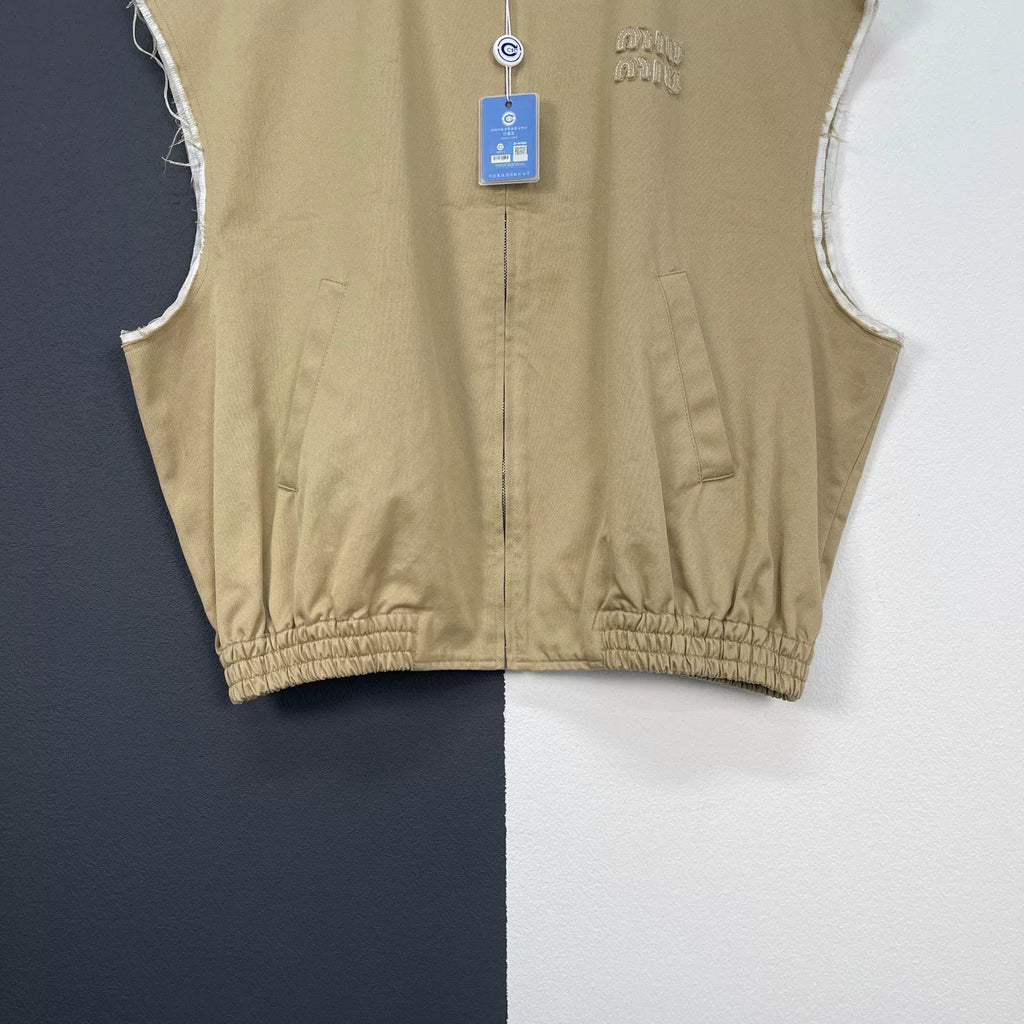 Miumiu Khaki Distressed Vest Jacket