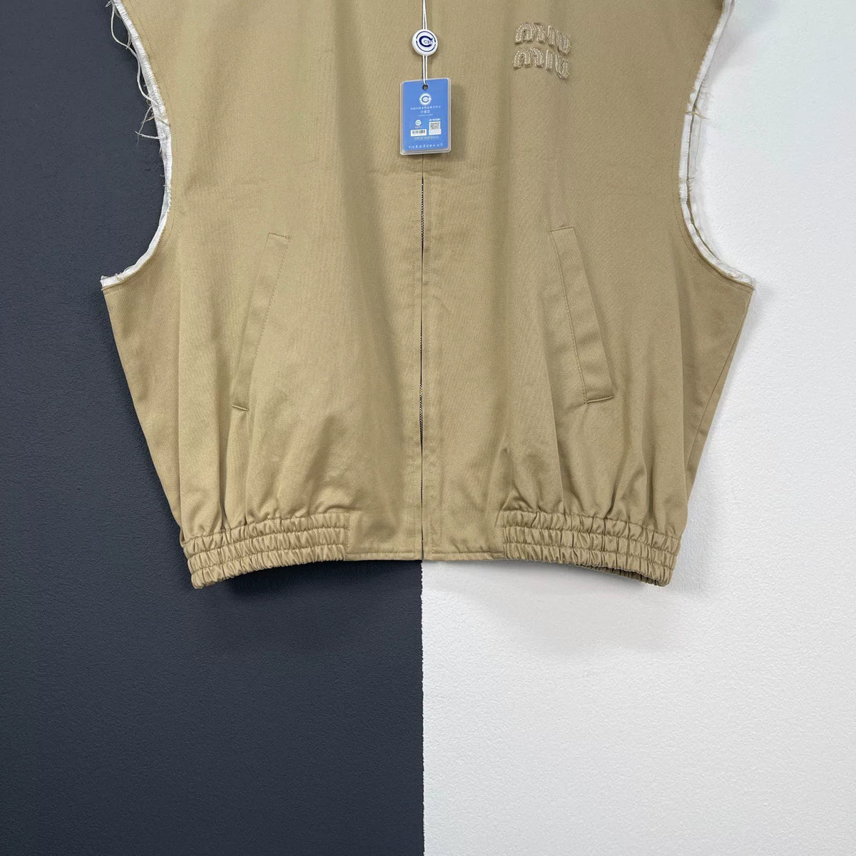 Miumiu Khaki Distressed Vest Jacket