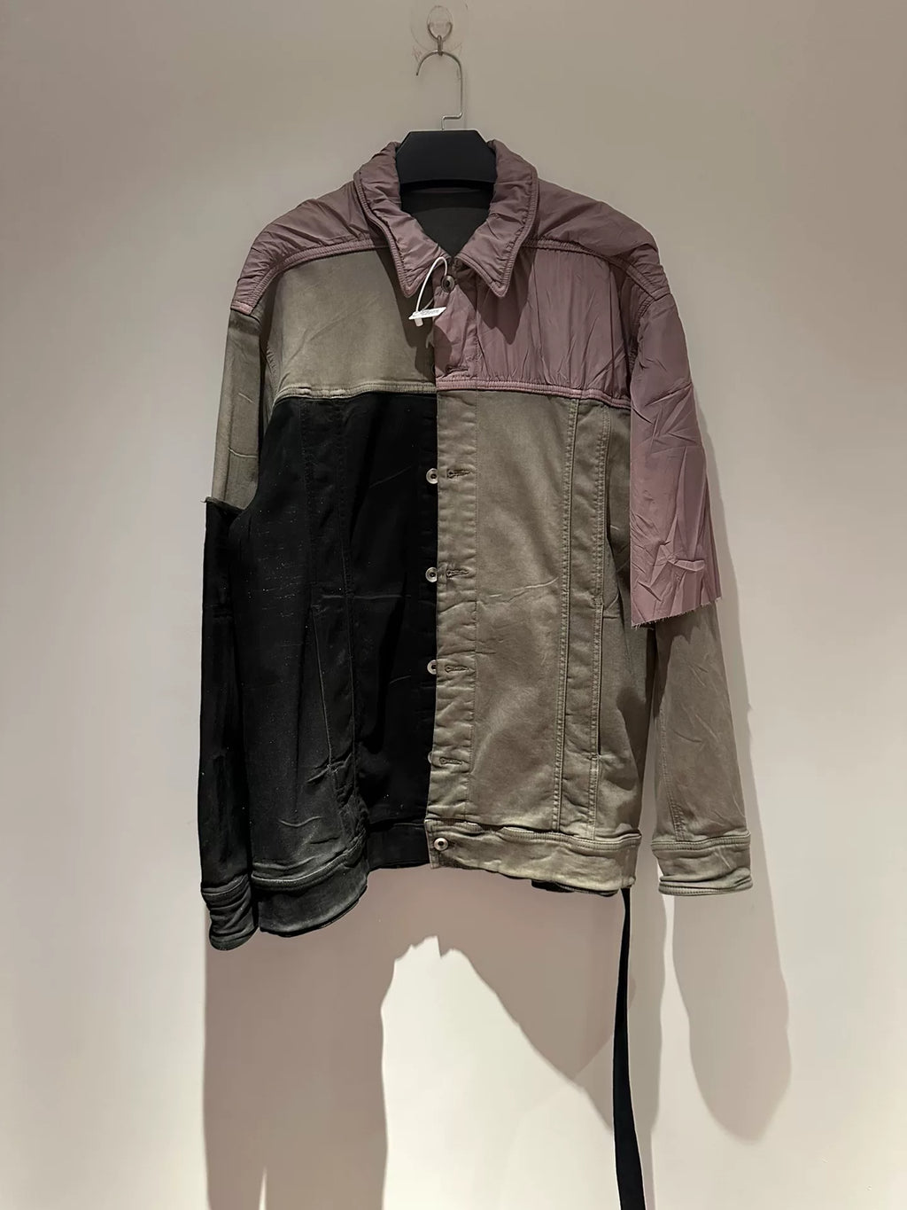 Rick Owens DRKSHDW FW22 Patchwork Collar Single-Button Long-Sleeve Shirt Jacket