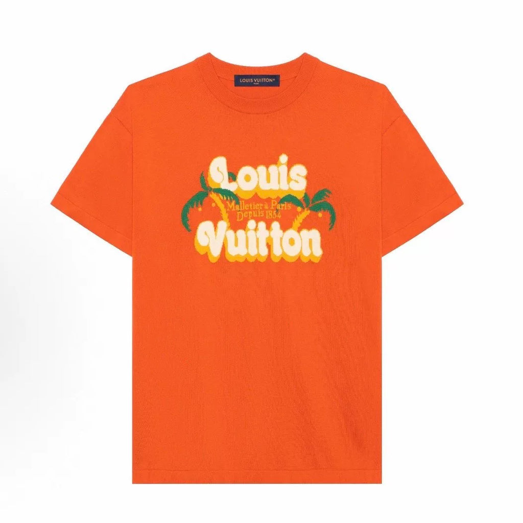 Louis Vuitton SS24 Knit Logo Cotton Orange Short Sleeve T-Shirt
