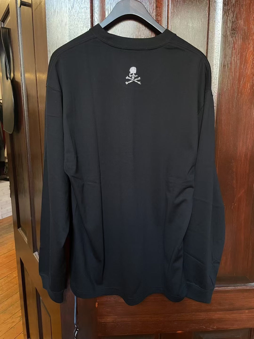 Mastermind World FW25 DAYDREAM Black Swarovski Crystal Skull Loopwheel Cotton Long Sleeve Tee
