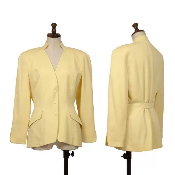 Thierry Mugler Vintage Yellow Cinched Silk Top