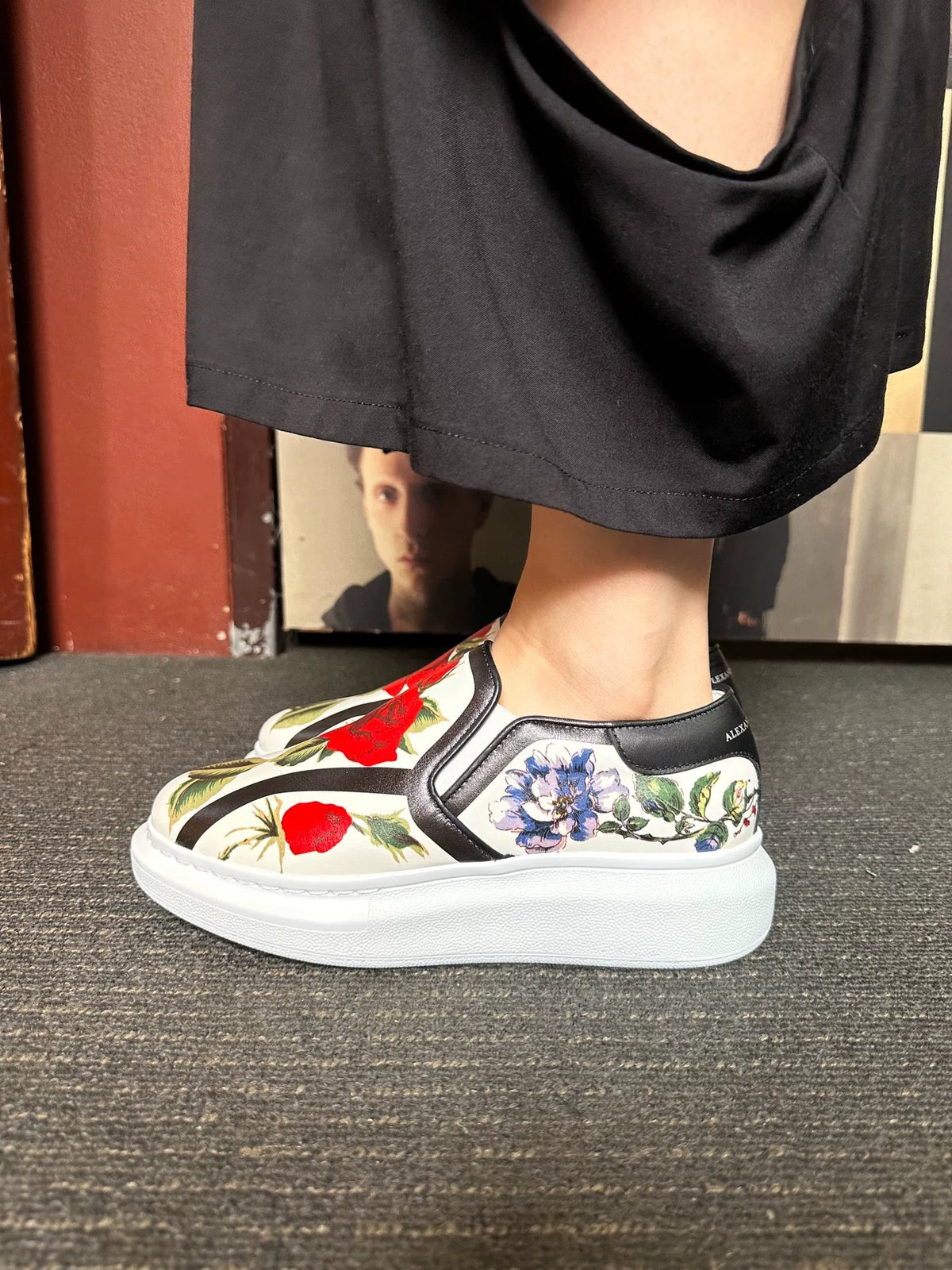 Alexander McQueen SS17 White Floral Print Platform Sneakers