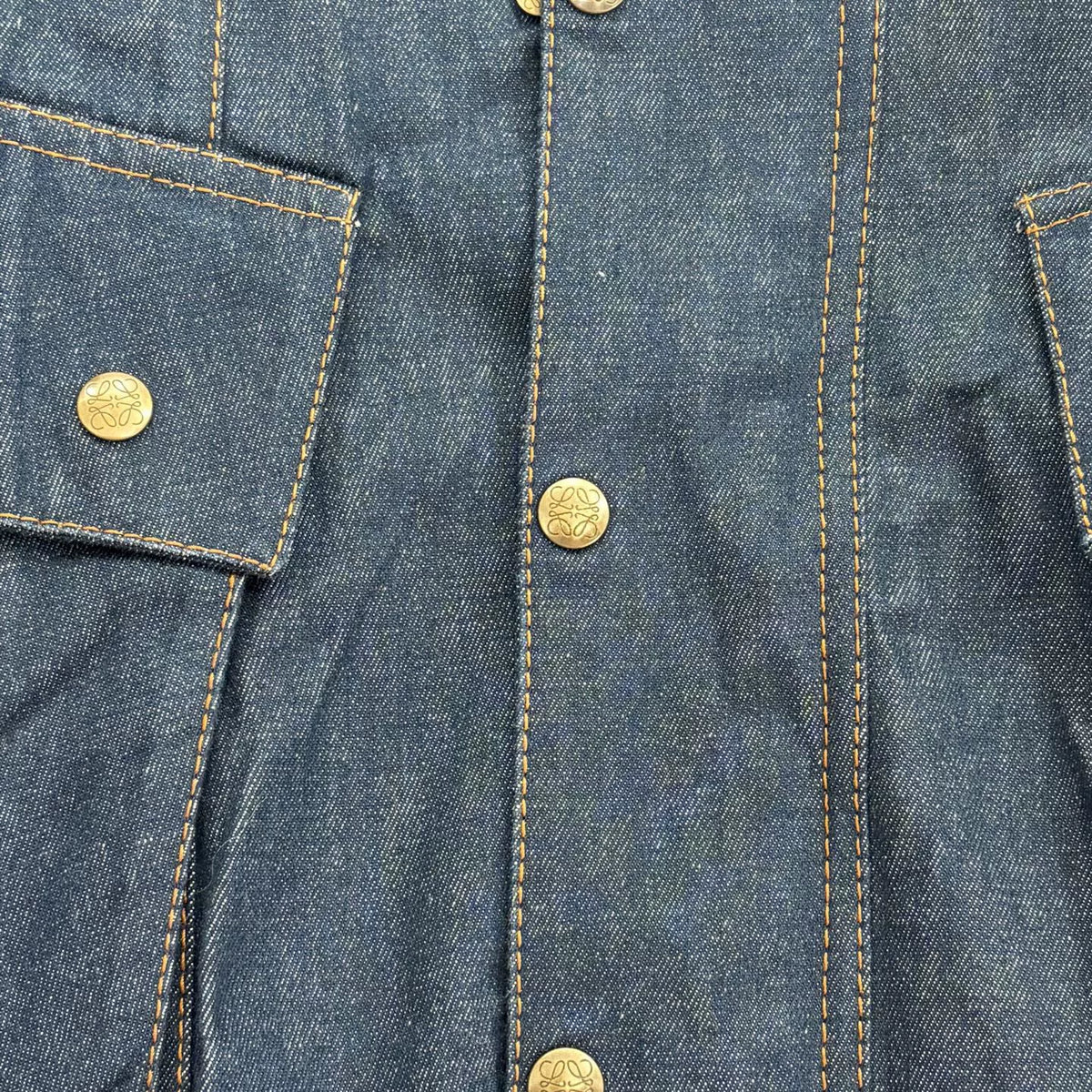 Loewe corduroy collar patchwork logo denim jacket