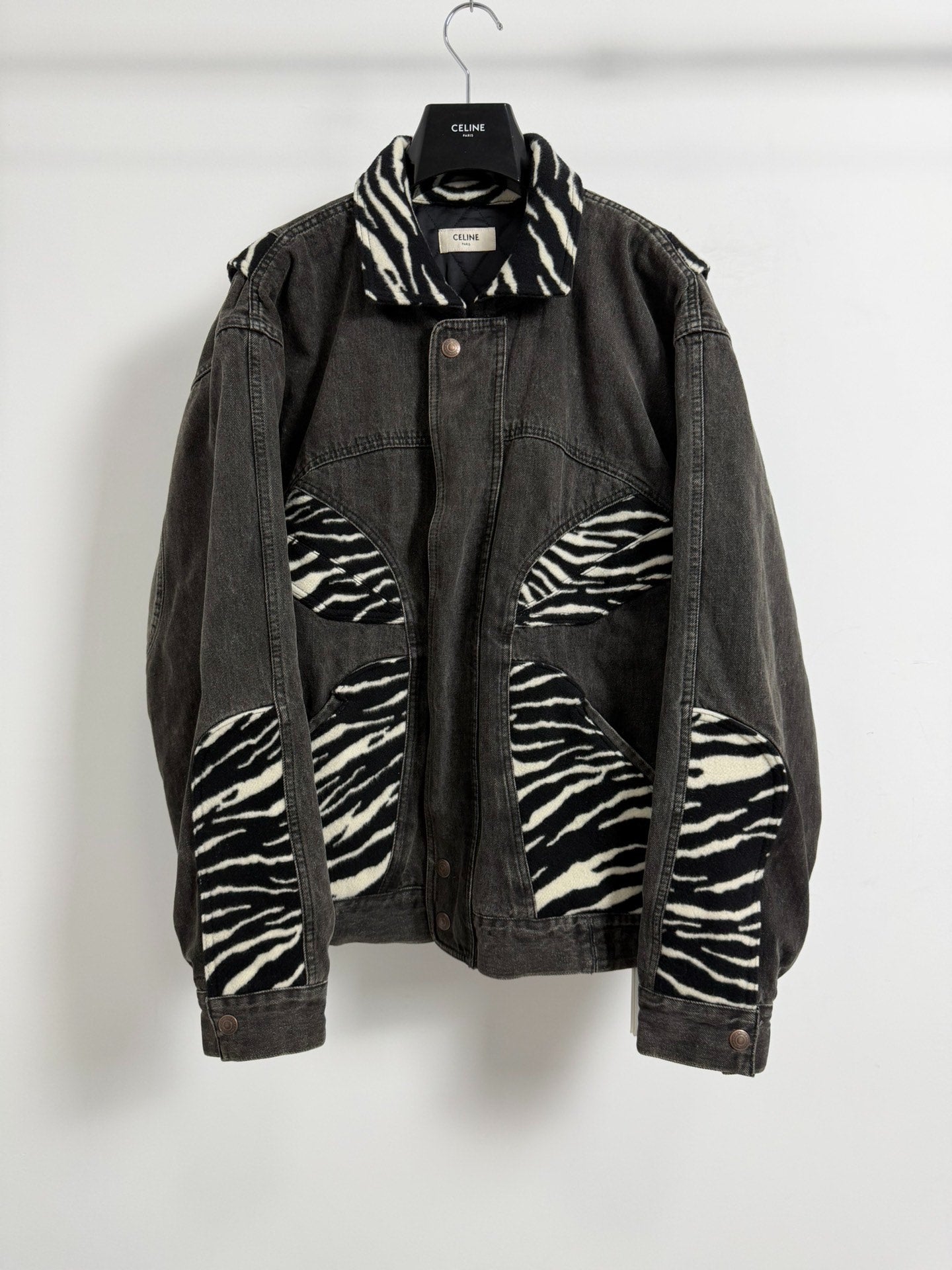 Celine 21FW Zebra Print Gray Denim Cotton Jacket