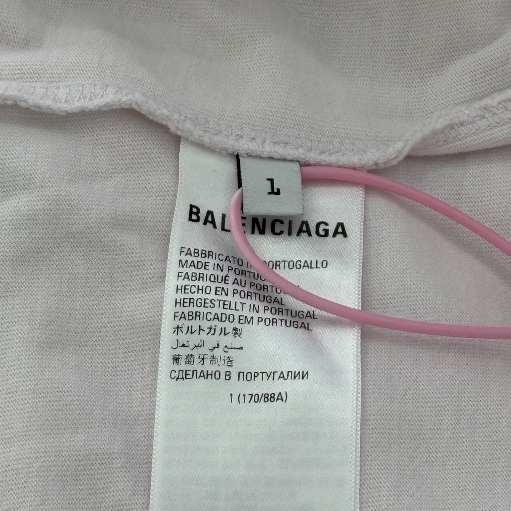 Balenciaga White Blocked Logo Letter Print Short Sleeve Top