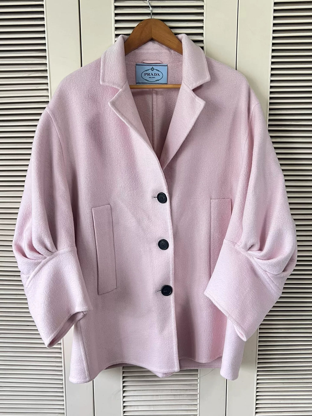 Prada Pink Cashmere Triangle Logo Cardigan