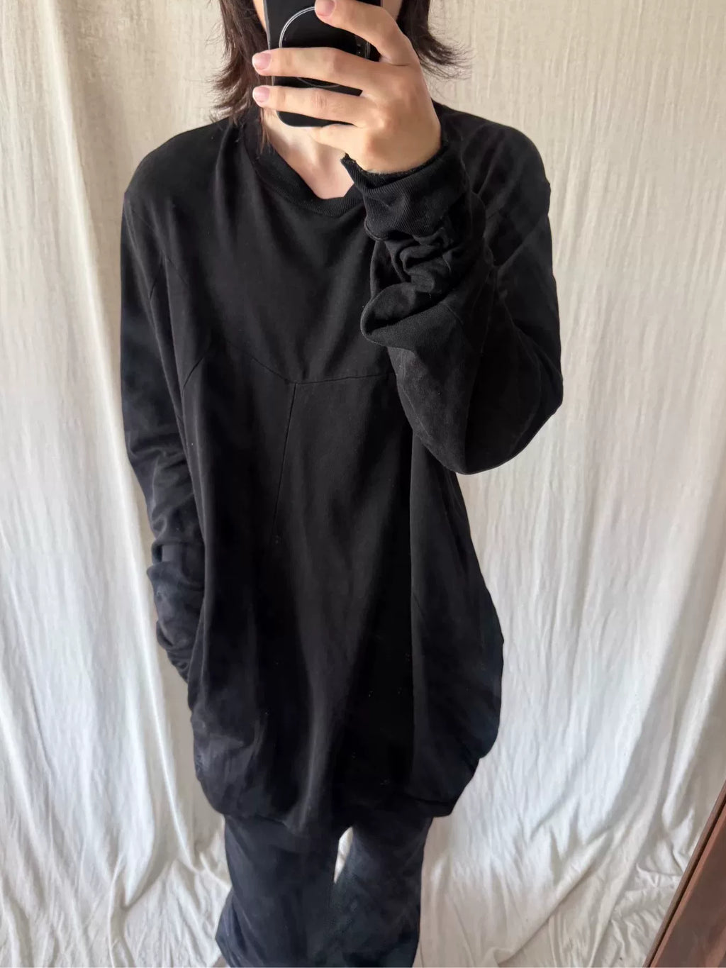 Julius 14SS Split-Collar Long Sleeve Top