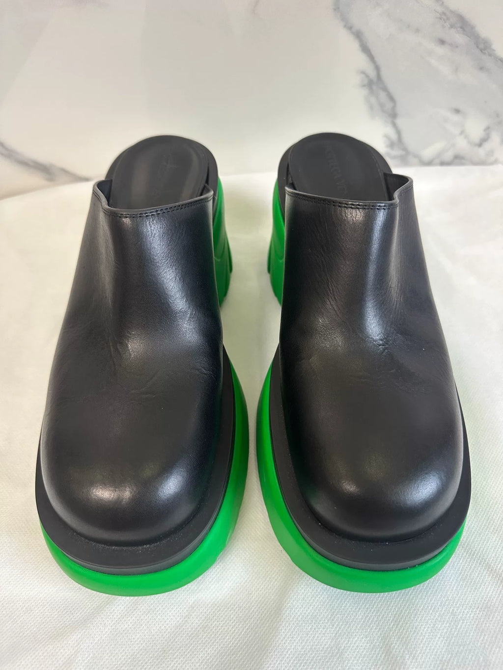 Bottega Veneta Black Flash Platform Mules
