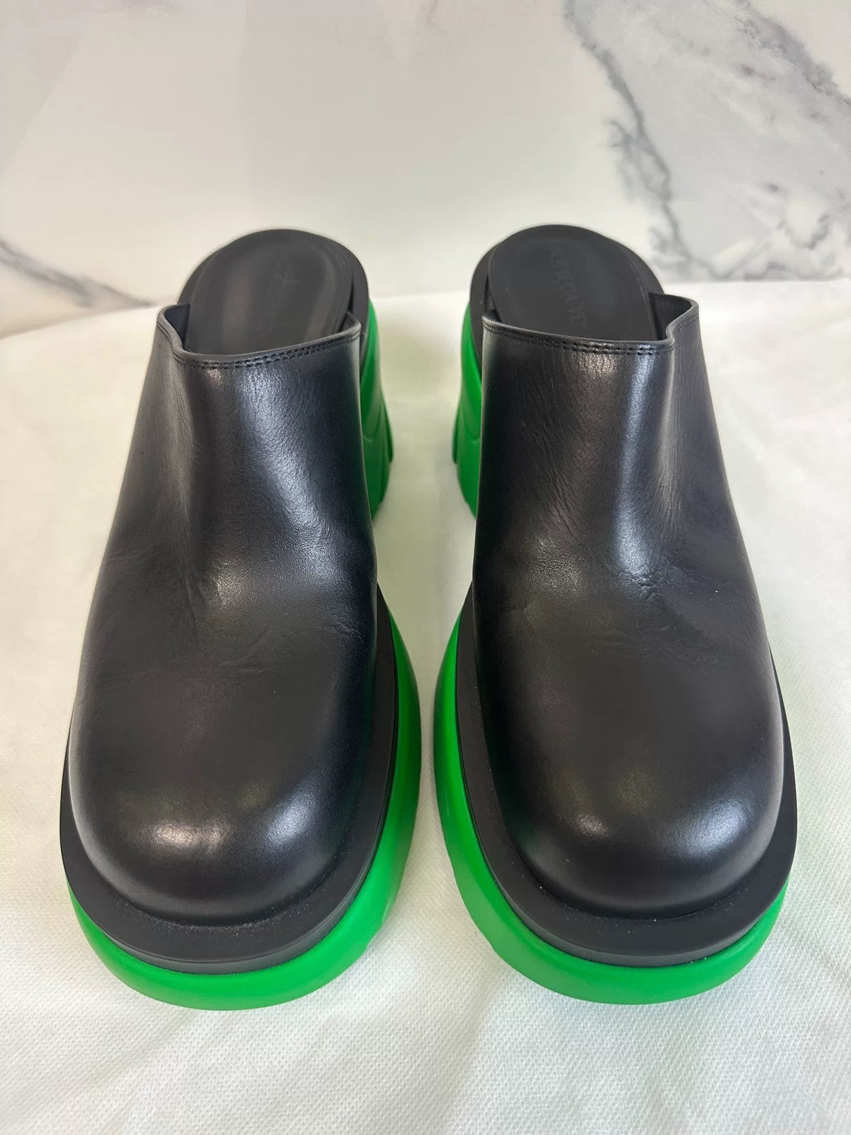 Bottega Veneta Black Flash Platform Mules