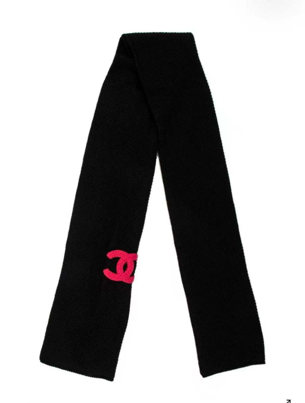 Chanel Black Large Logo Cashmere Scarf