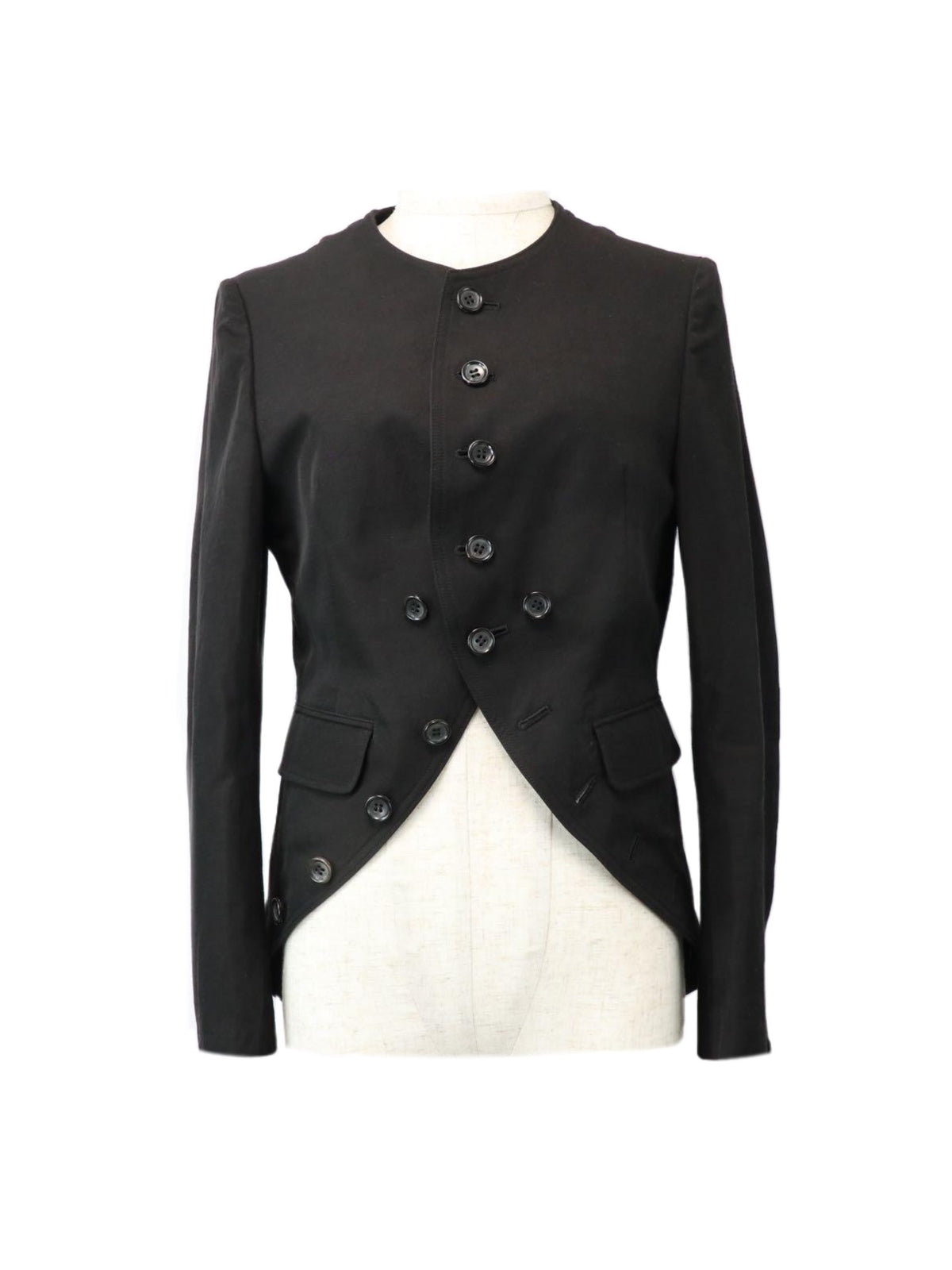 Yohji Yamamoto Black Collared Cupro Linen Jacket