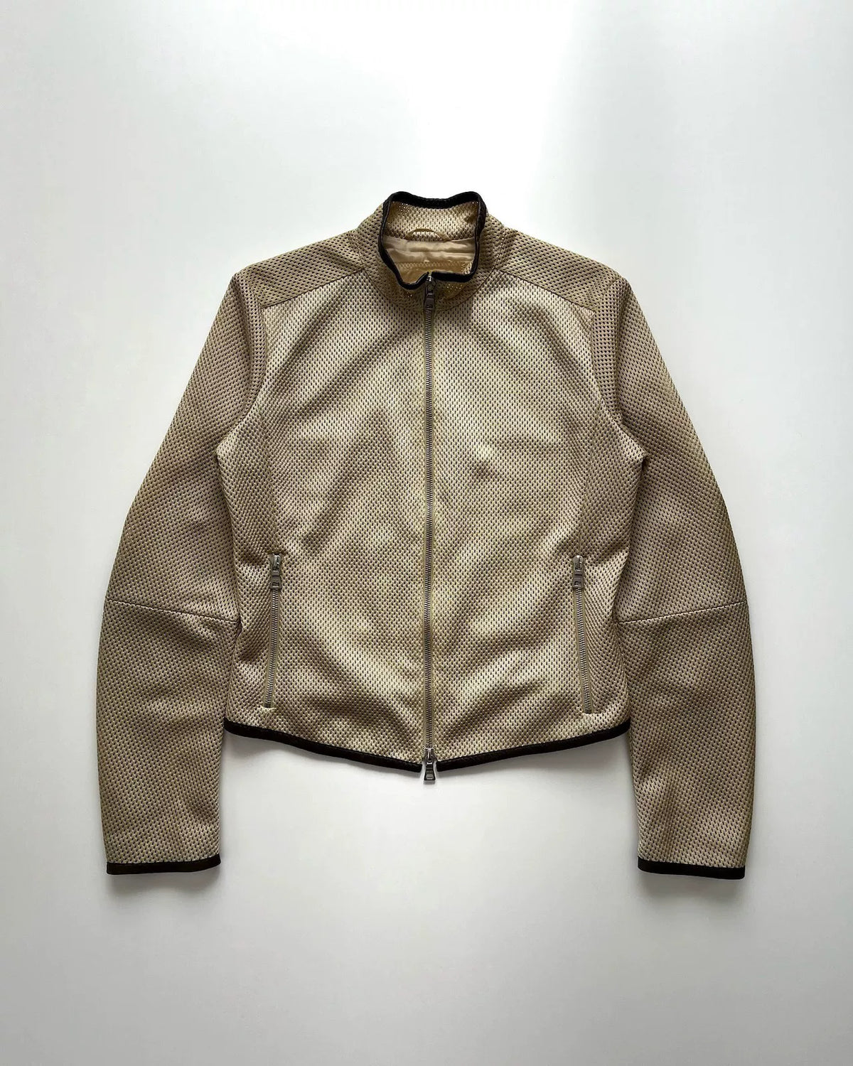 Prada 2000s Leather Panel Nylon Zip-Up Jacket