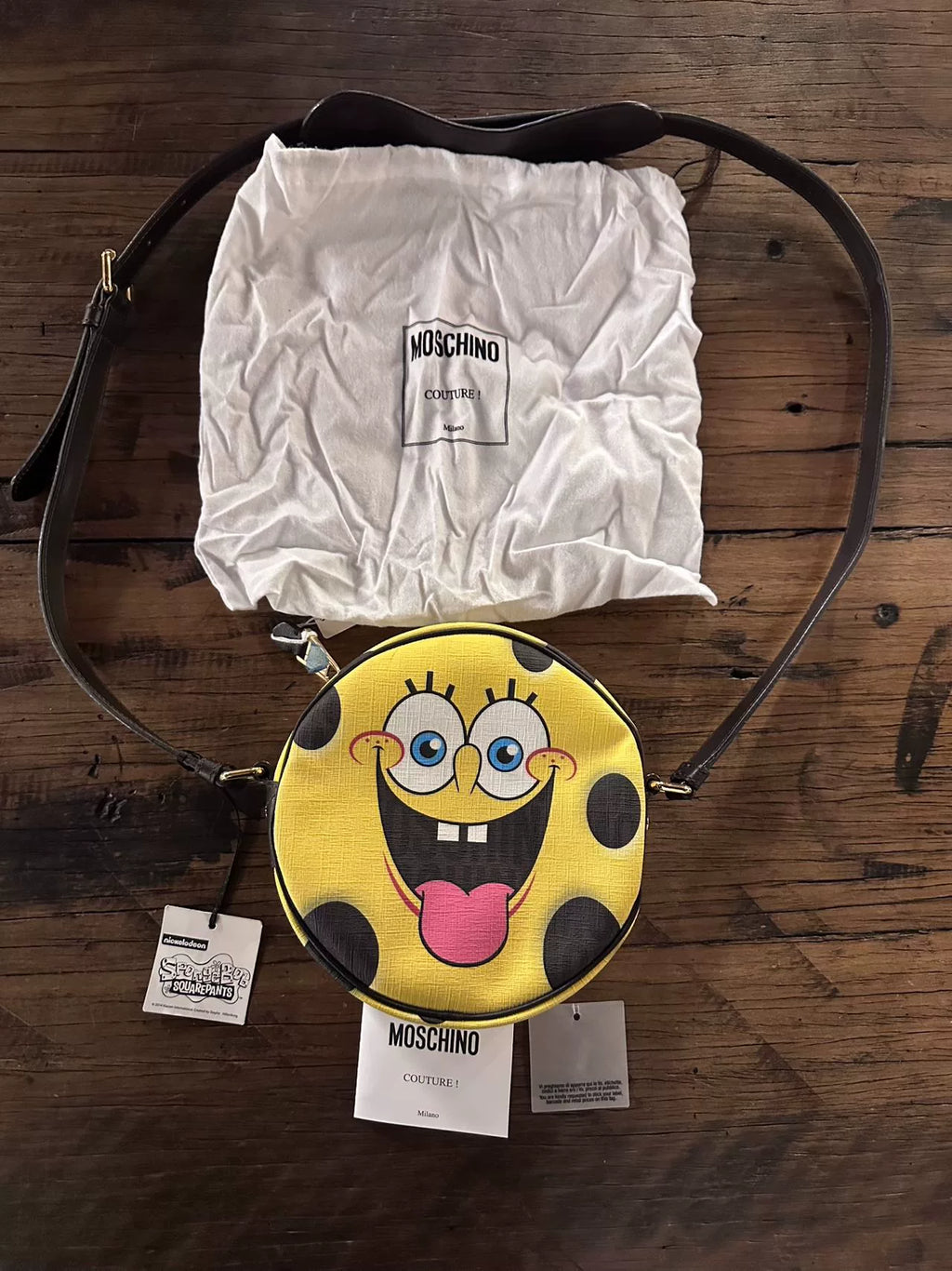 Moschino FW14 SpongeBob Round Crossbody Bag