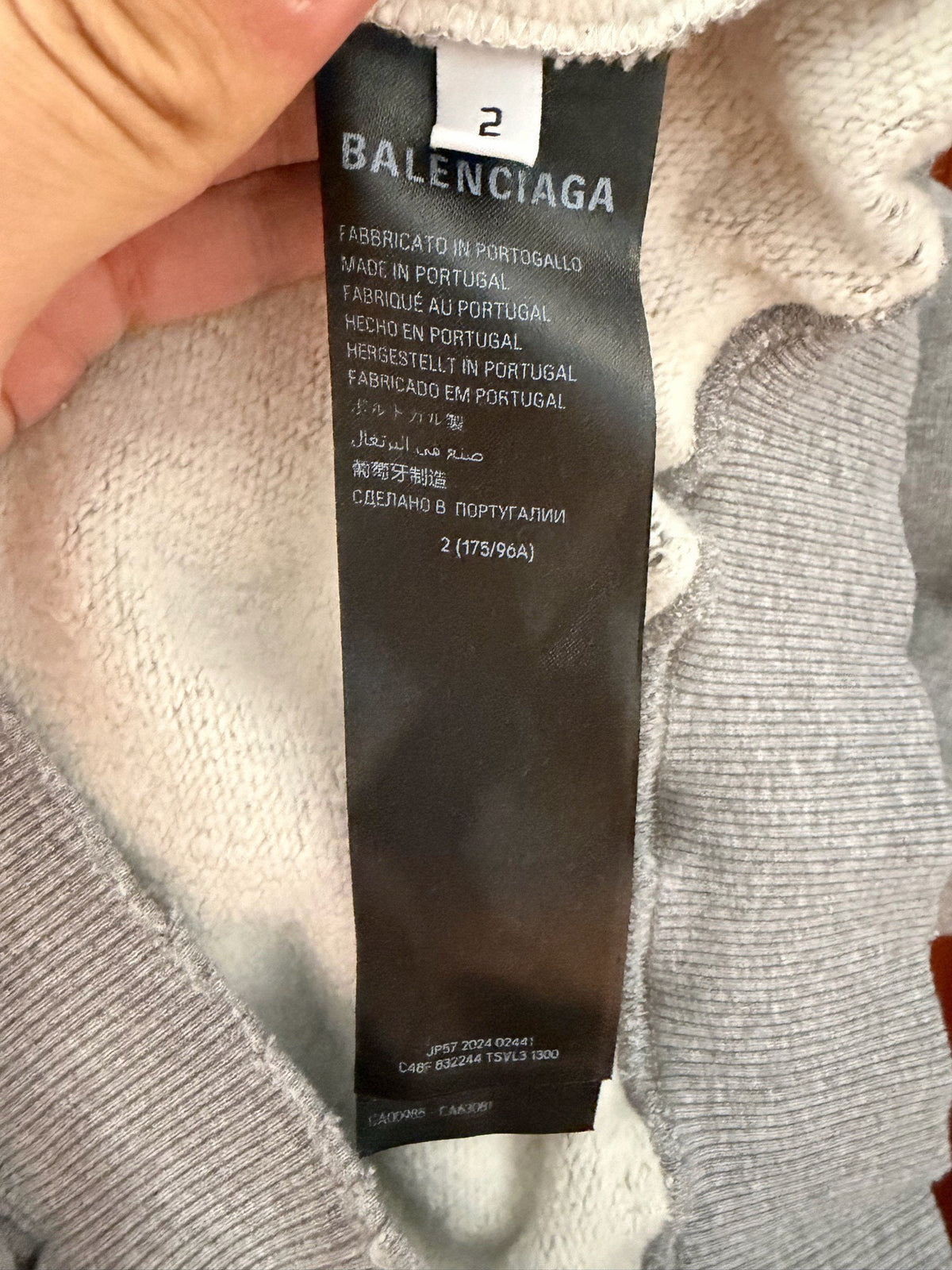 Balenciaga Grey English Logo Hooded Sweater