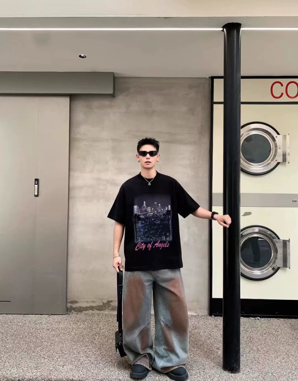 Balenciaga Los Angeles Night Scene Print Short-Sleeve T-Shirt