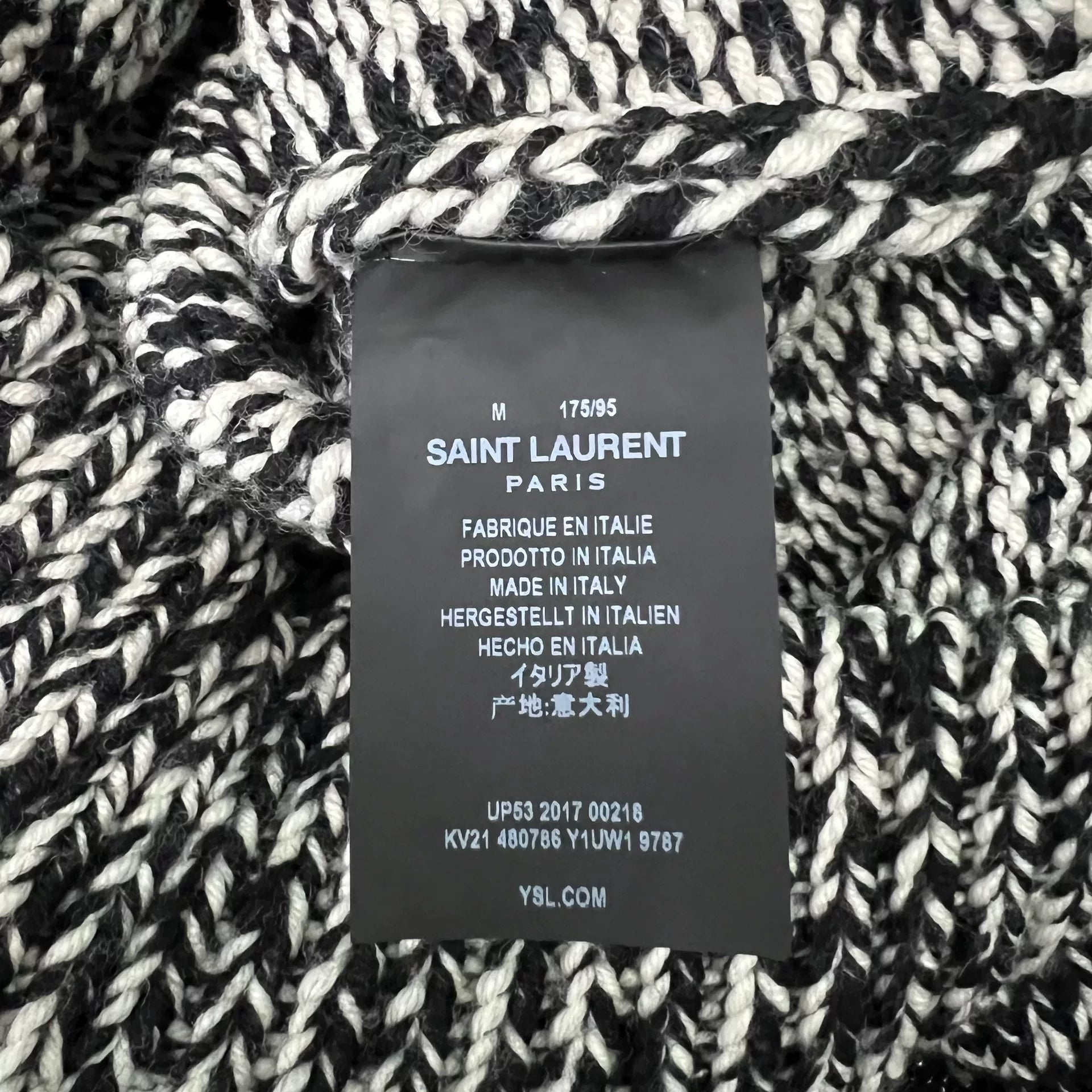 Saint Laurent Slp17fw Black White Turtleneck Sweater