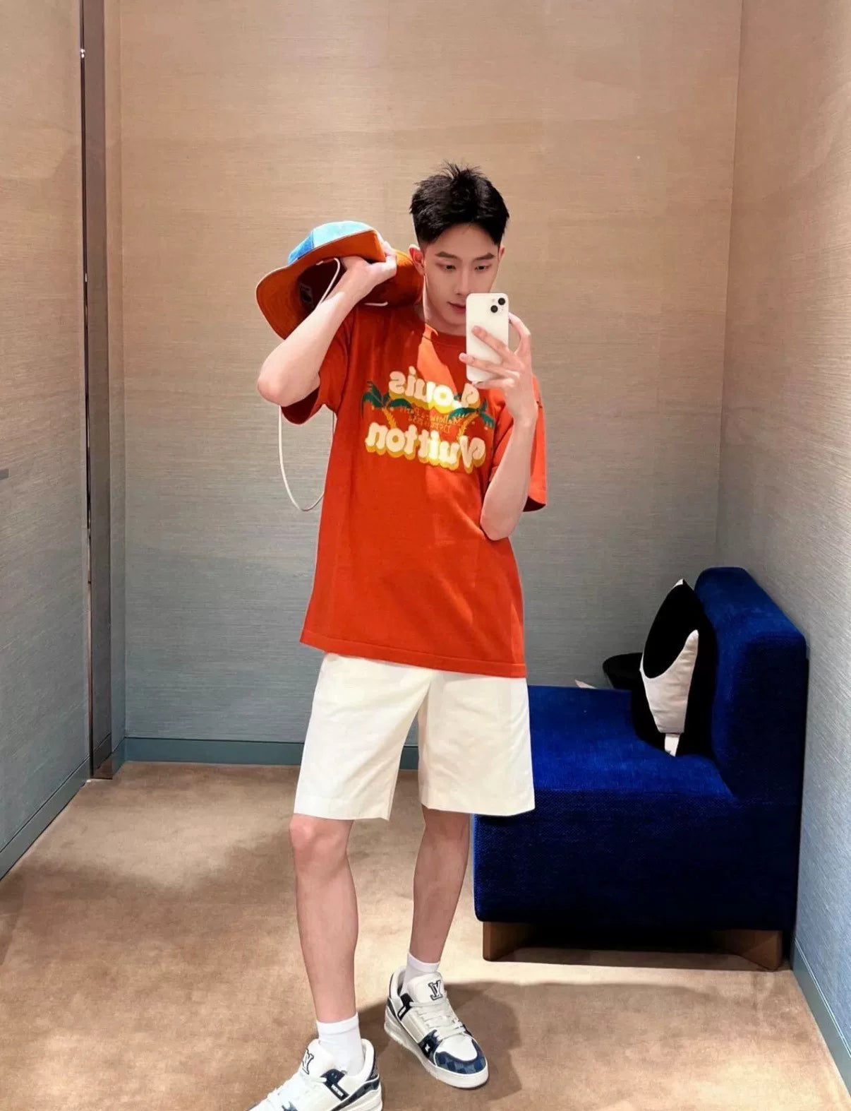 Louis Vuitton Palm Tree Letter Knit Short-Sleeve