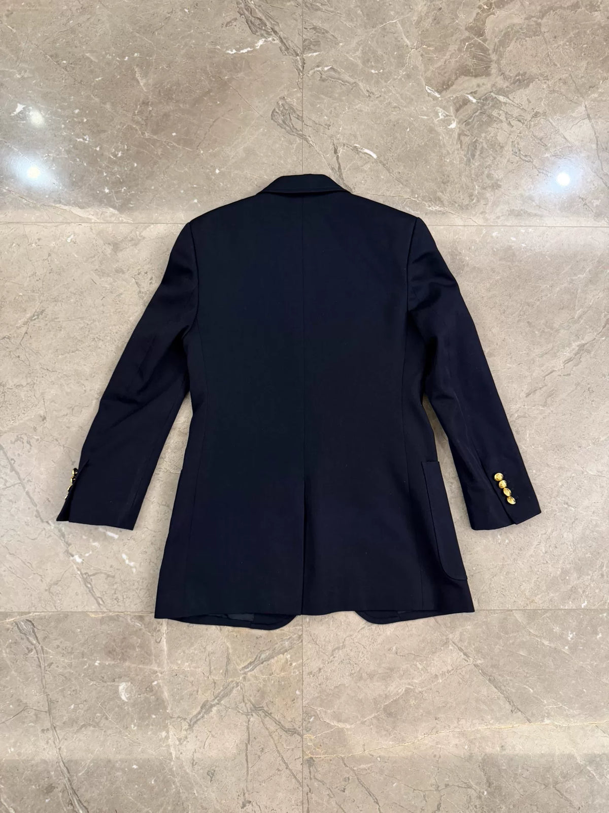Celine SS23 Navy Blue Gold-Button Wool Blazer by Hedi Slimane