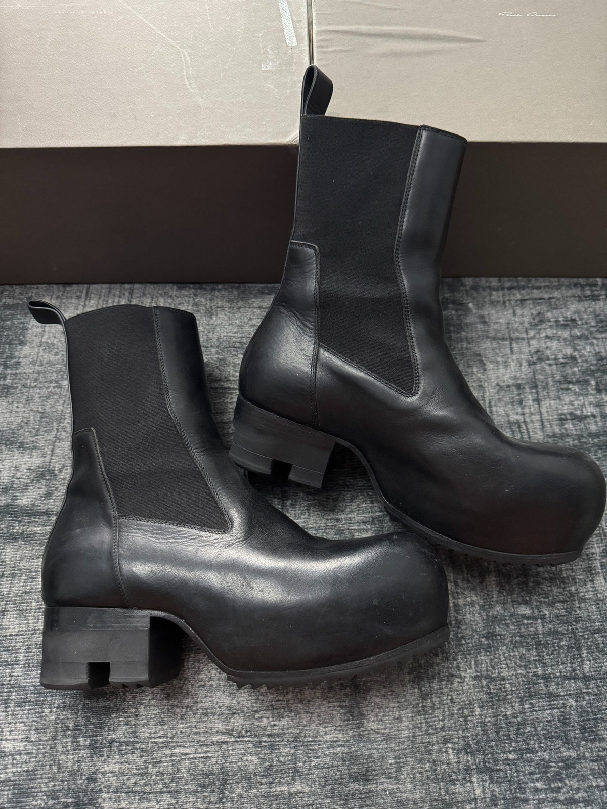 Rick Owens Beatle Ballast Black Round-Toe Boots