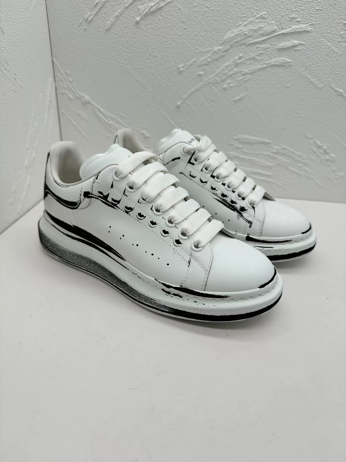 Alexander McQueen Graffiti Print White Black Chunky Low-Top Sneakers