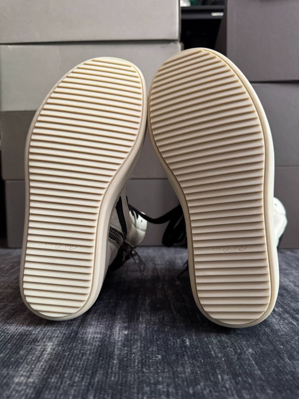 Rick Owens Inverted-Triangle White Sneakers