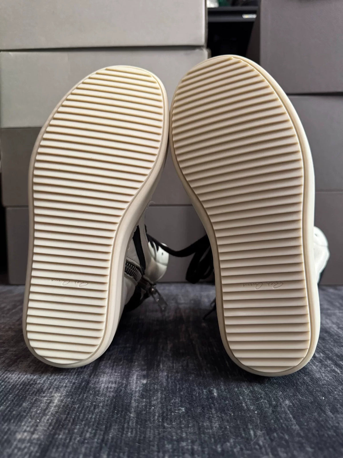 Rick Owens Inverted-Triangle White Sneakers