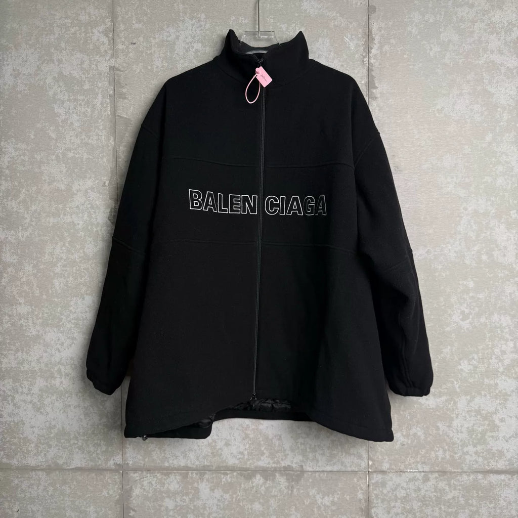 Balenciaga Black Large Logo Wool Coat