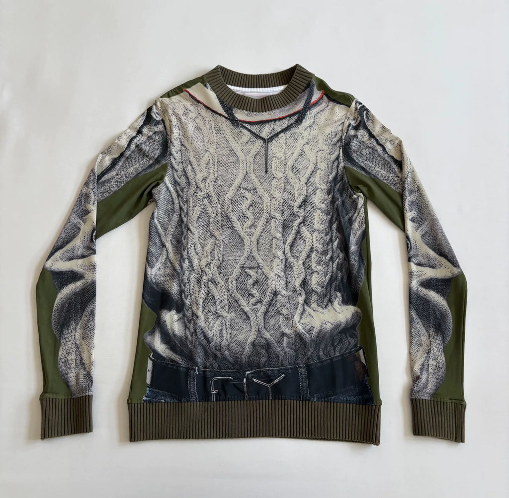 Jean Paul Gaultier Yproject Portrait Print Panel Knit Mesh Top