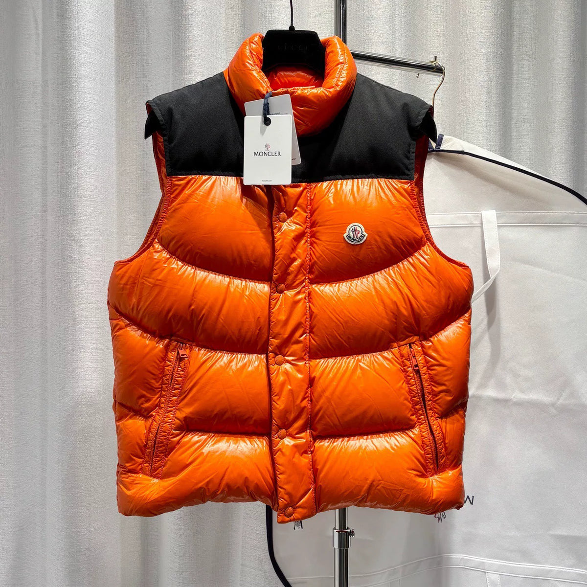 Moncler Orange Stand-Collar Nylon Down Vest