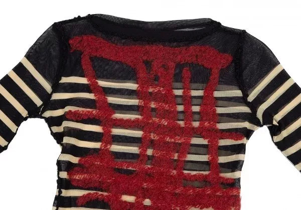 Jean Paul Gaultier Vintage Striped Floral Mesh Top