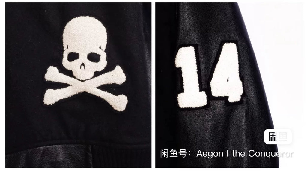 Mastermind Japan Varsity Mainline Reversible Cashmere White Skull Jacket