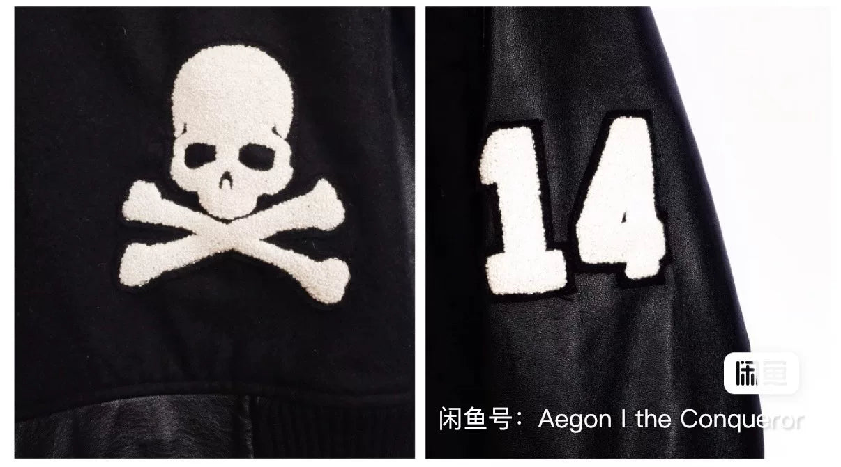 Mastermind Japan Varsity Mainline Reversible Cashmere White Skull Jacket