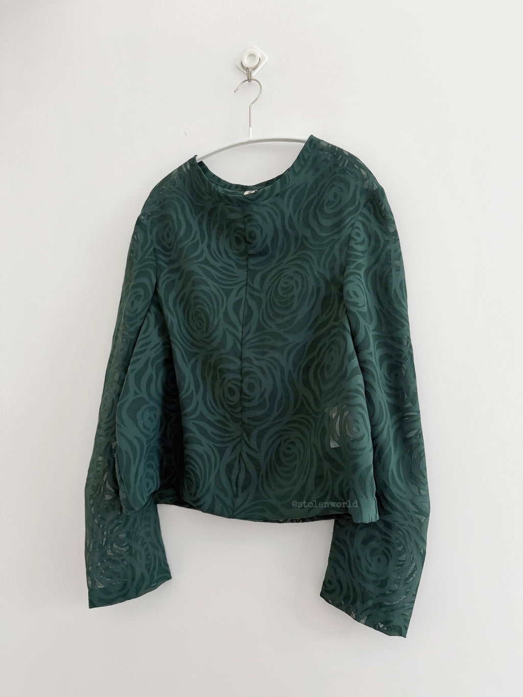 Comme Des Garcons Dark Green Rose Sheer Top - Devines