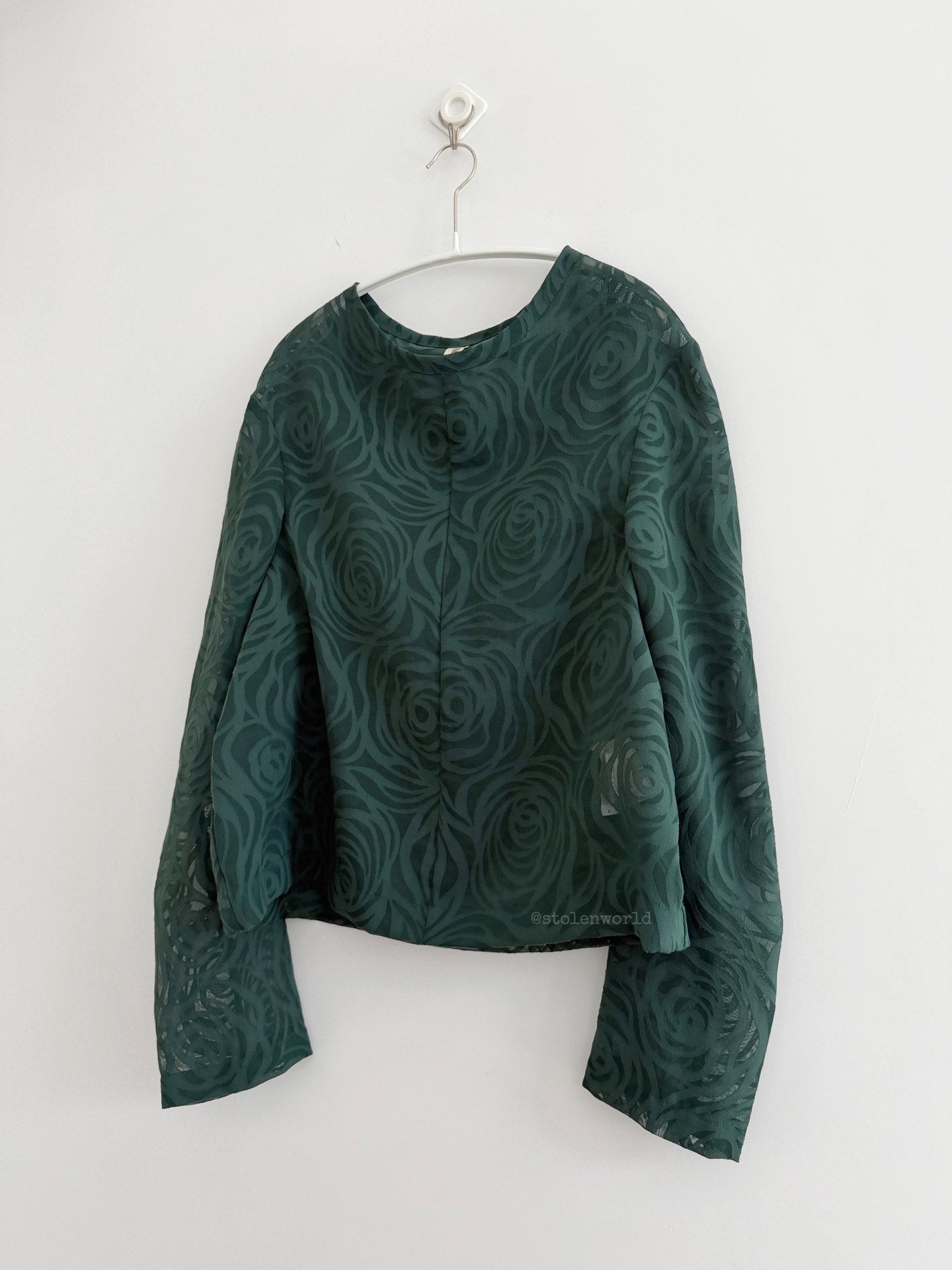 Comme Des Garcons Dark Green Rose Sheer Top - Devines