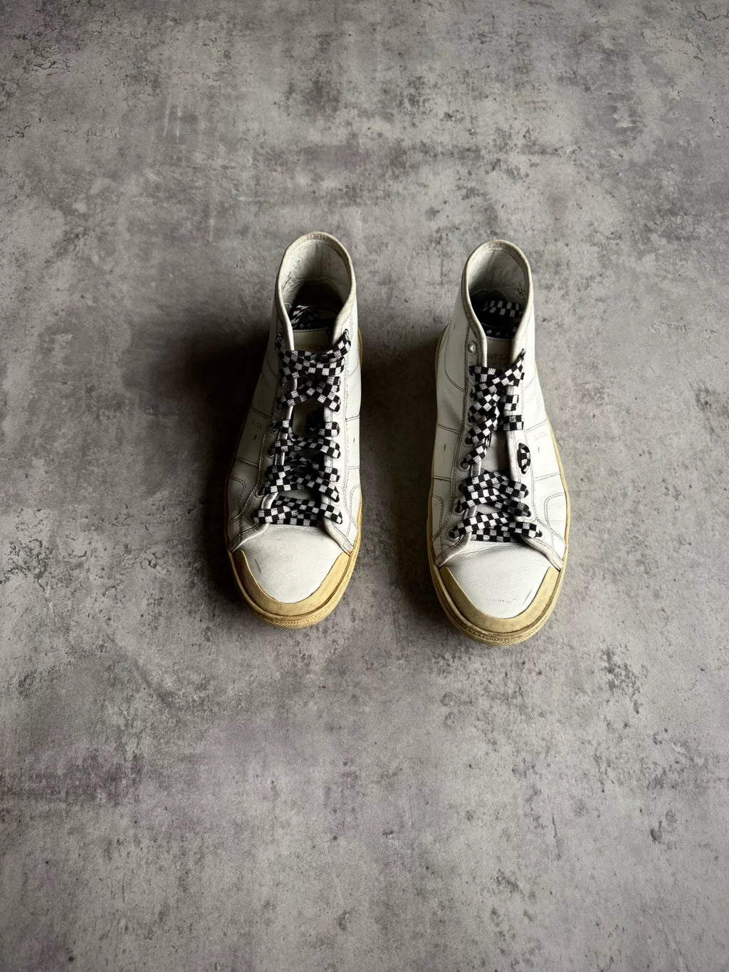 Saint Laurent 16SS SL/37M Checkered Lace Rivet High-Top Sneakers by Hedi Slimane