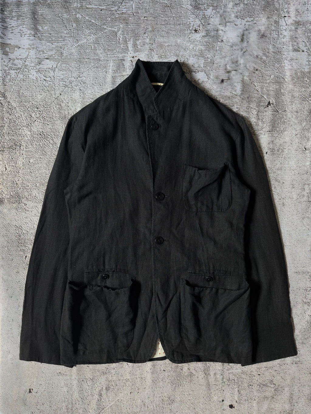 Ann Demeulemeester AW05 Polka-Dot Lined Linen Jacket