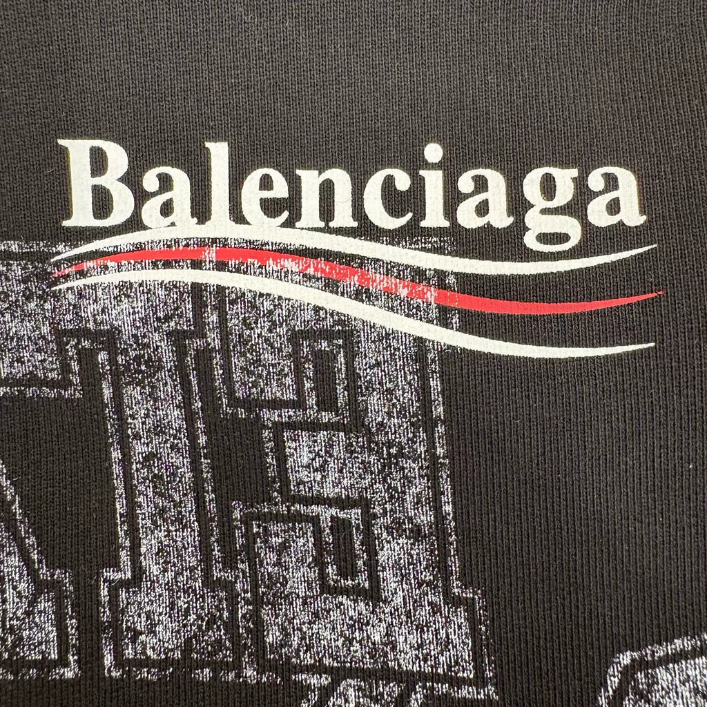Balenciaga SS25 Black Multi-Element Wave Hooded Sweater