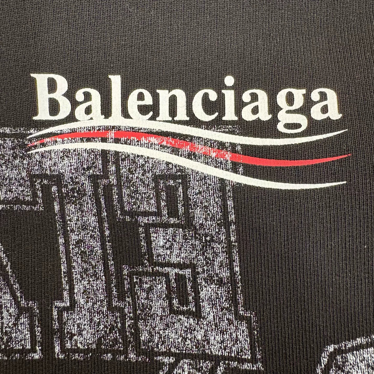 Balenciaga SS25 Black Multi-Element Wave Hooded Sweater