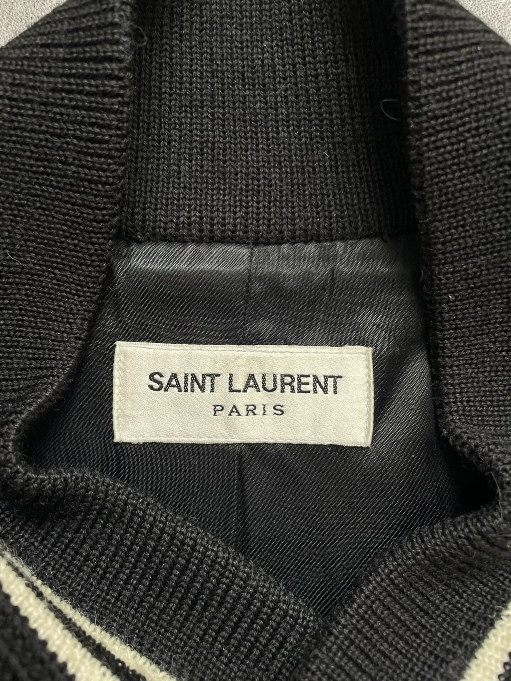 Saint Laurent SLP 13 Navy Blue Fleece and Leather Teddy Jacket