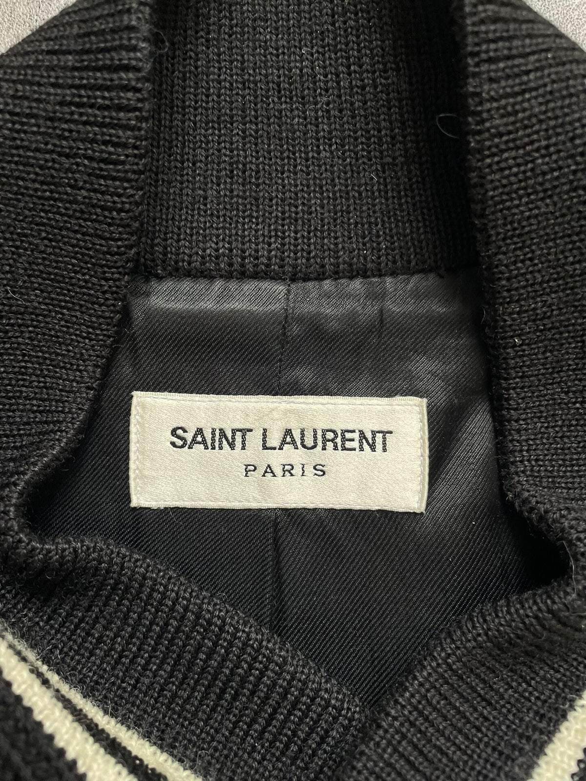 Saint Laurent SLP 13 Navy Blue Fleece and Leather Teddy Jacket