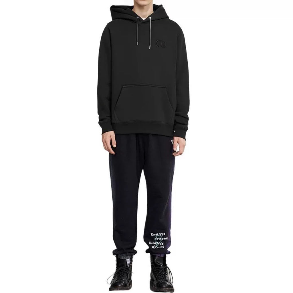 Dior Hooded Essentials CD Embroidered Logo Cotton Black Hoodie